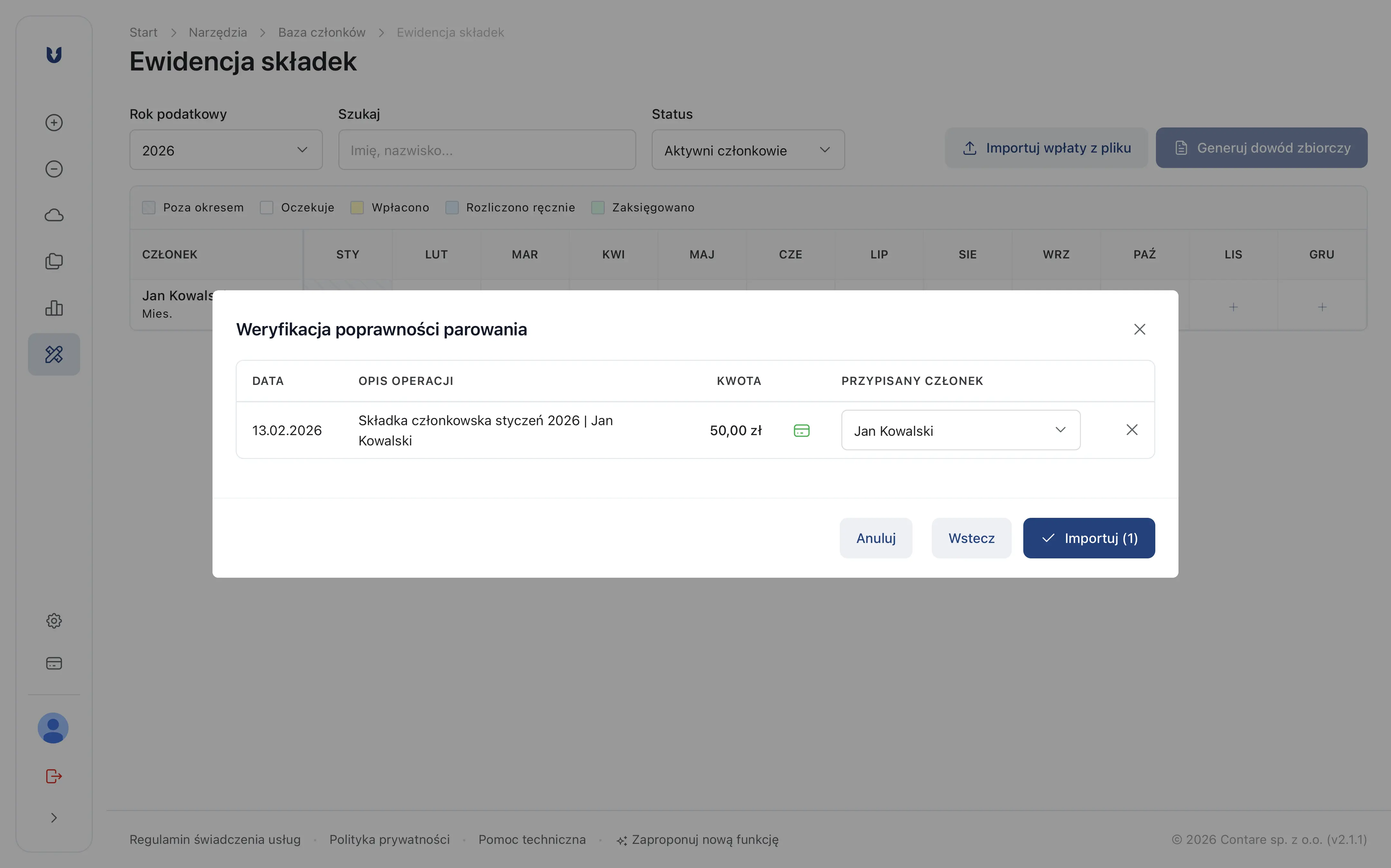 Weryfikacja poprawności powiązań