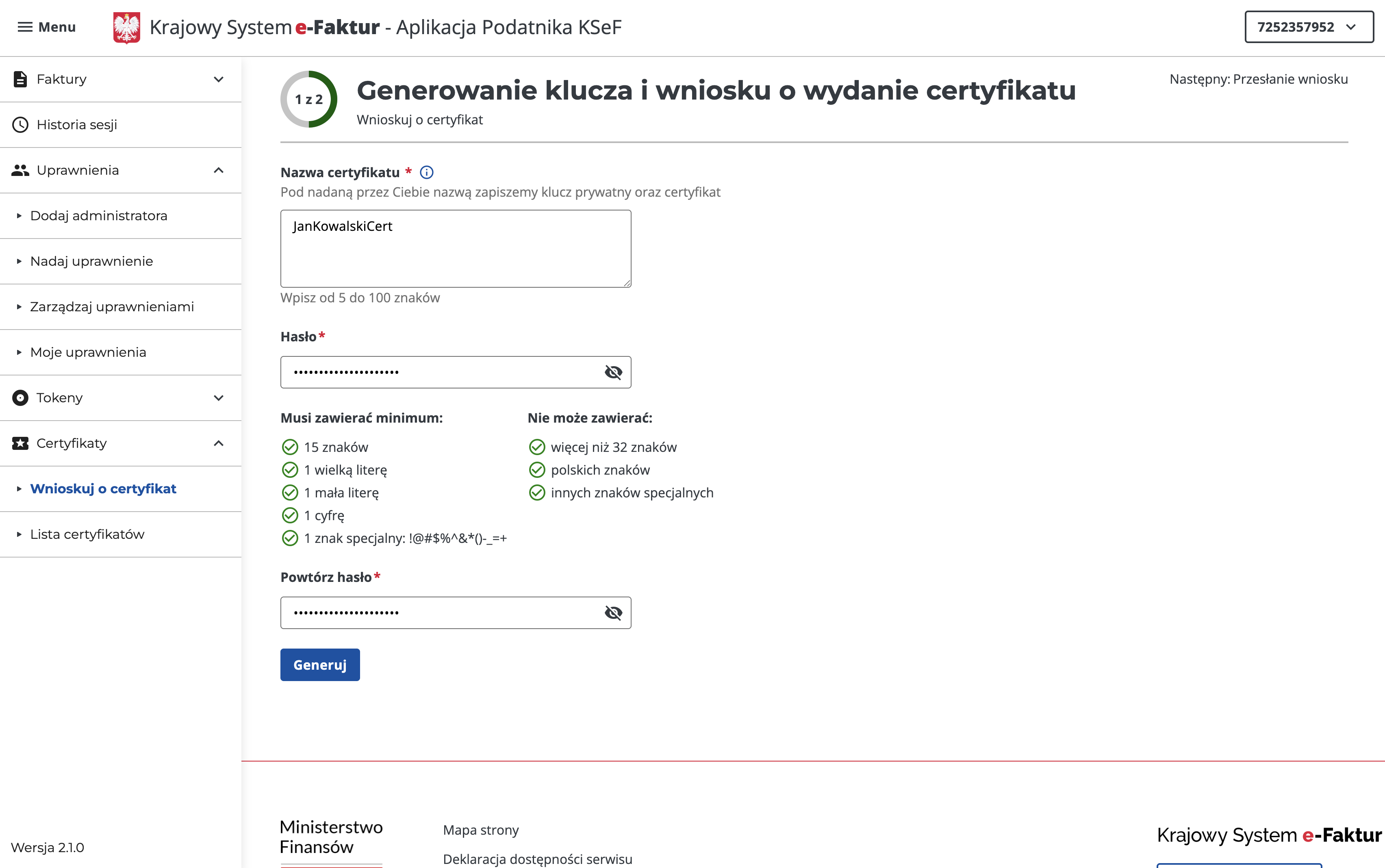 Proces generowania certyfikatu (1)