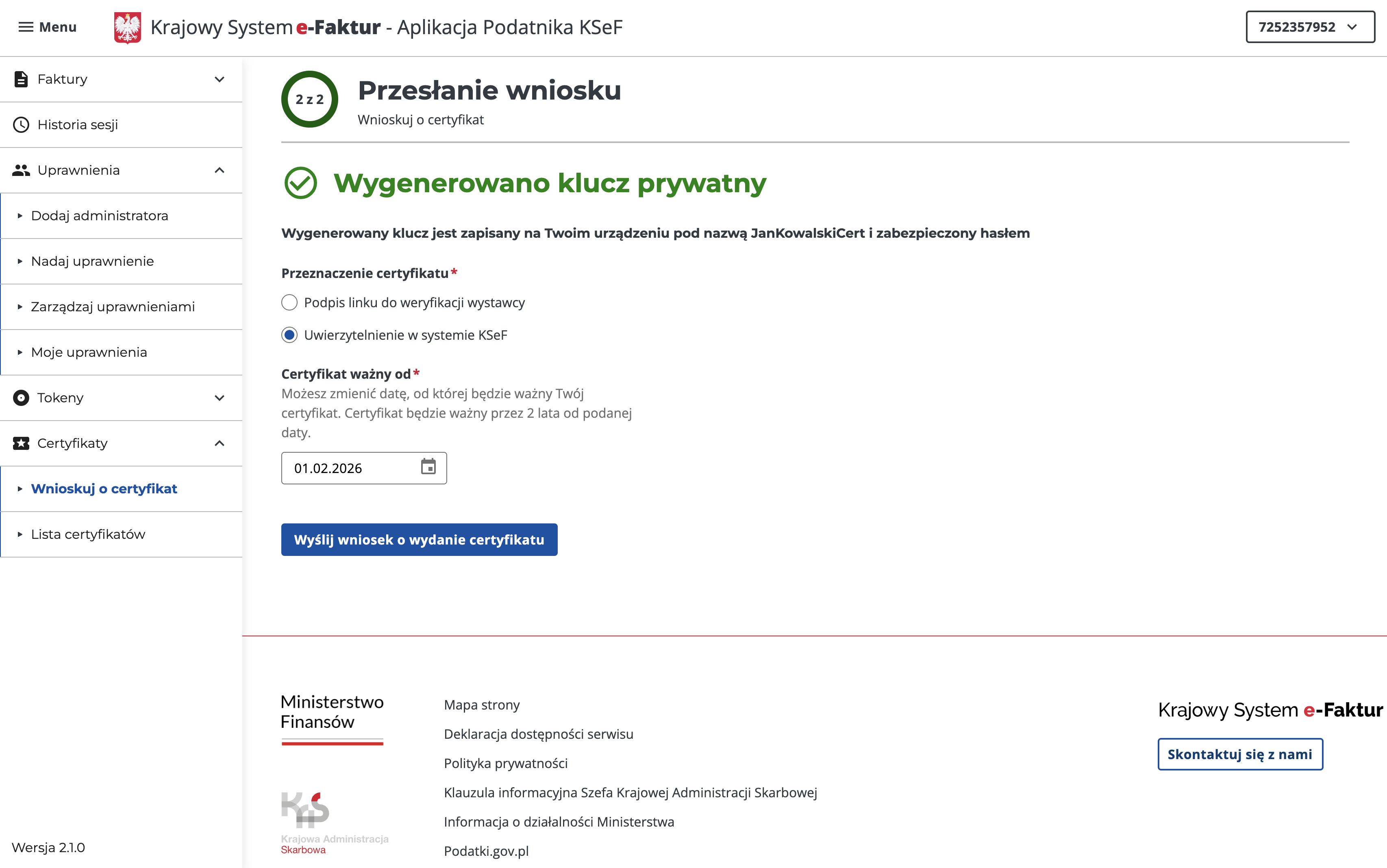 Proces generowania certyfikatu (2)