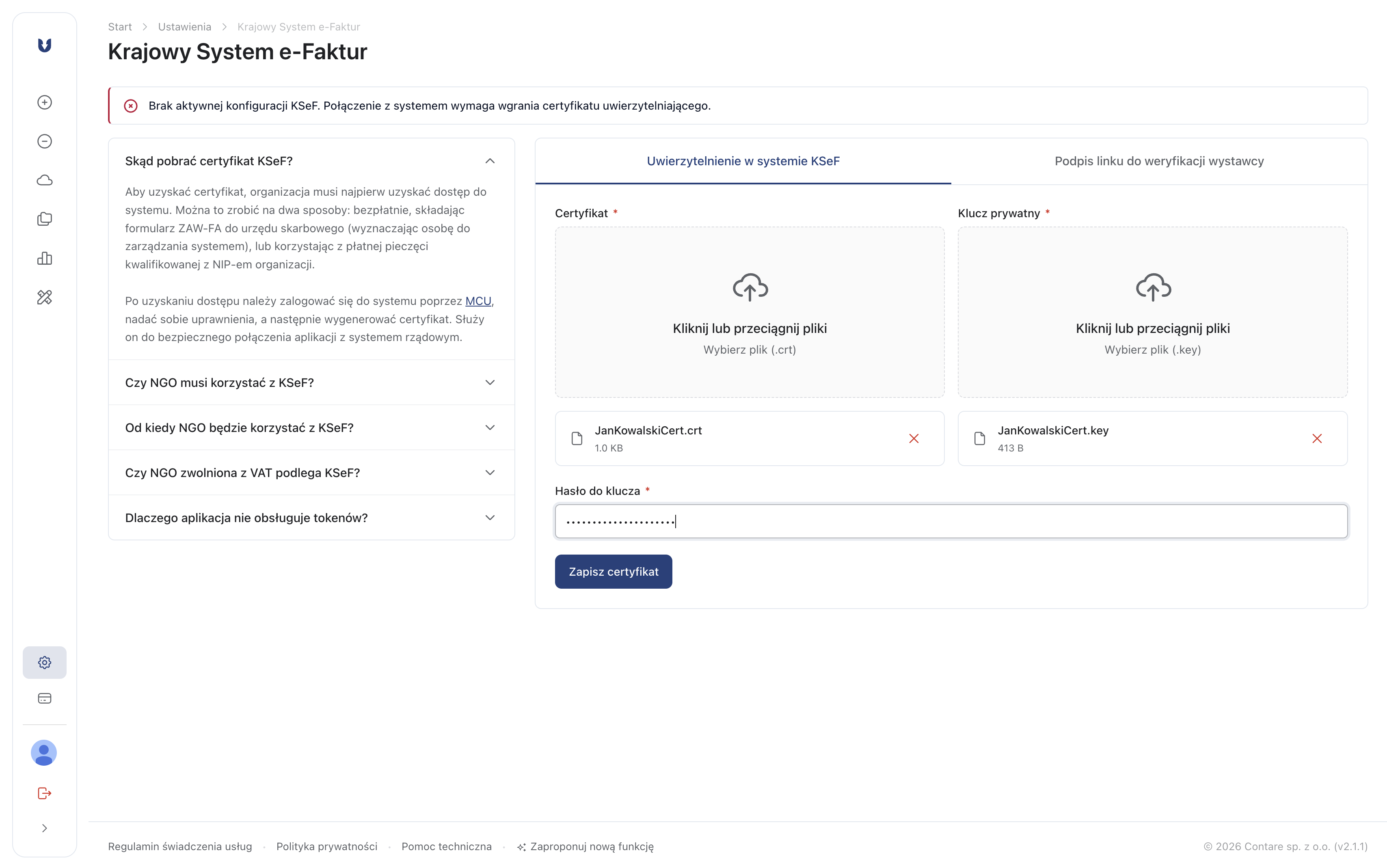 Proces wgrania certyfikatu (2)