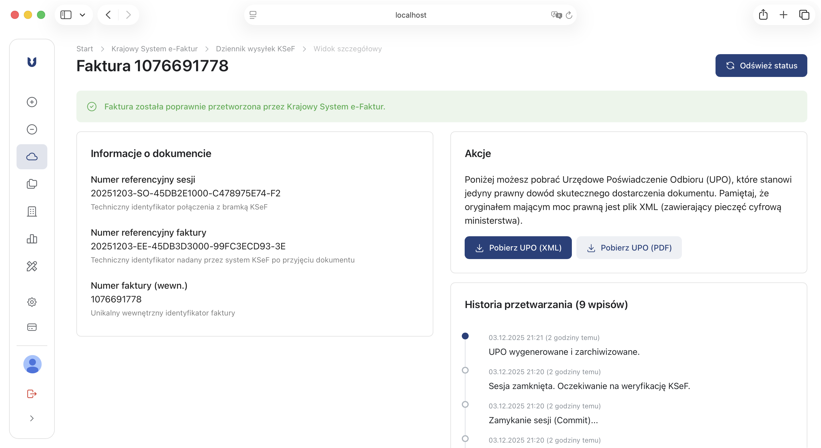 Podgląd modułu Krajowy System e-Faktur (KSeF)