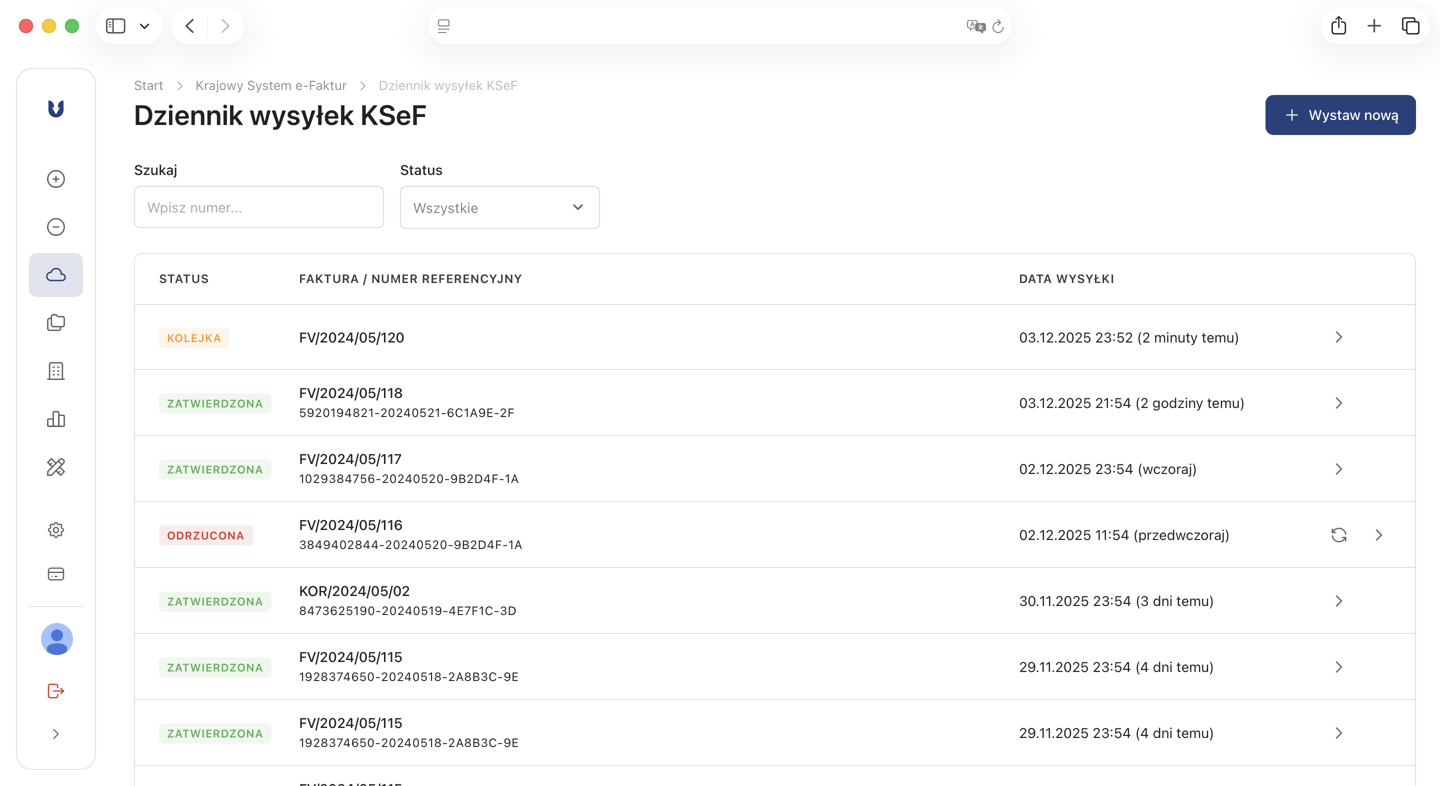 Logi komunikacji z MF i statusy UPO