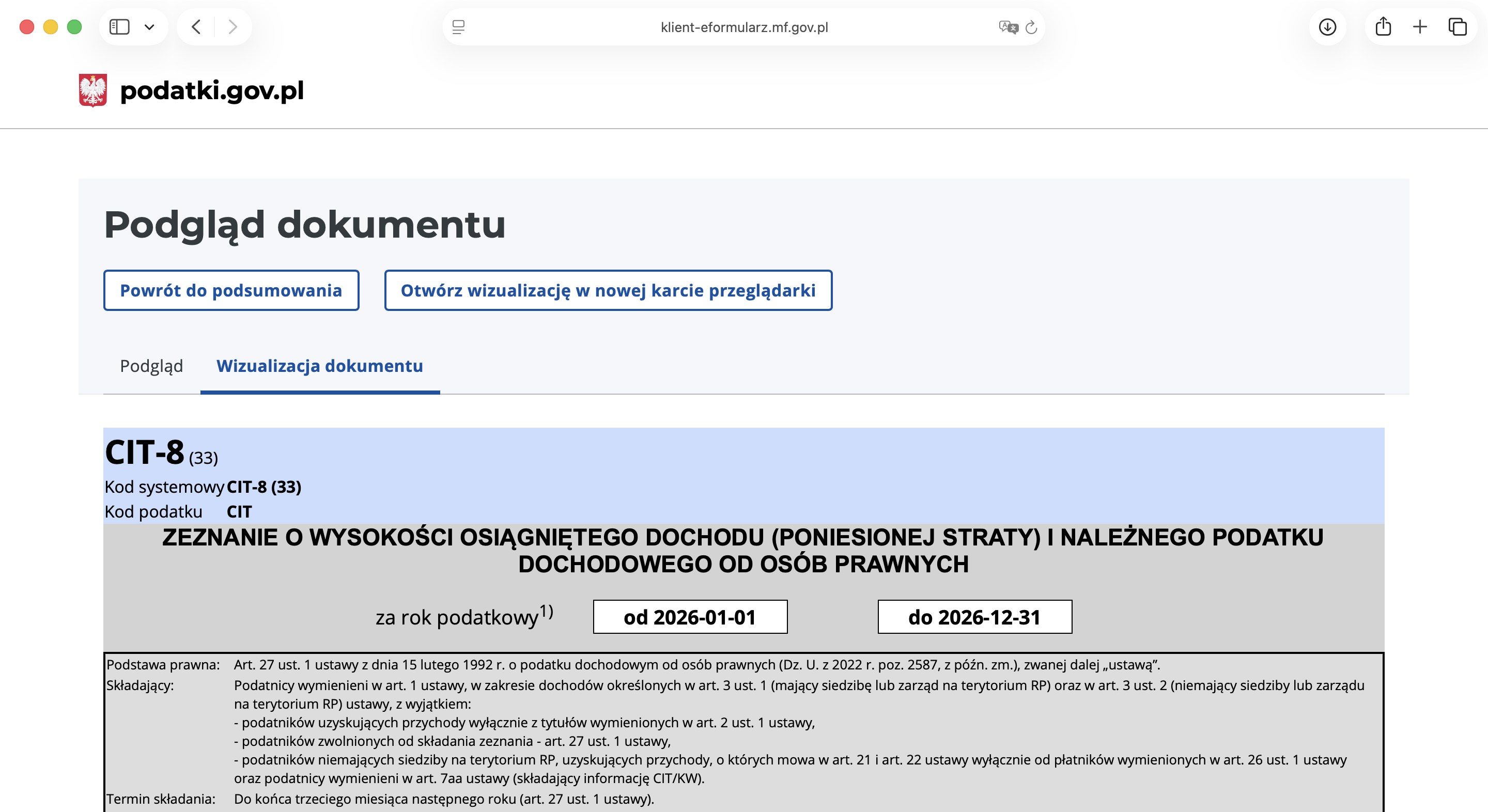 Zestawienia i raporty – główny ekran modułu