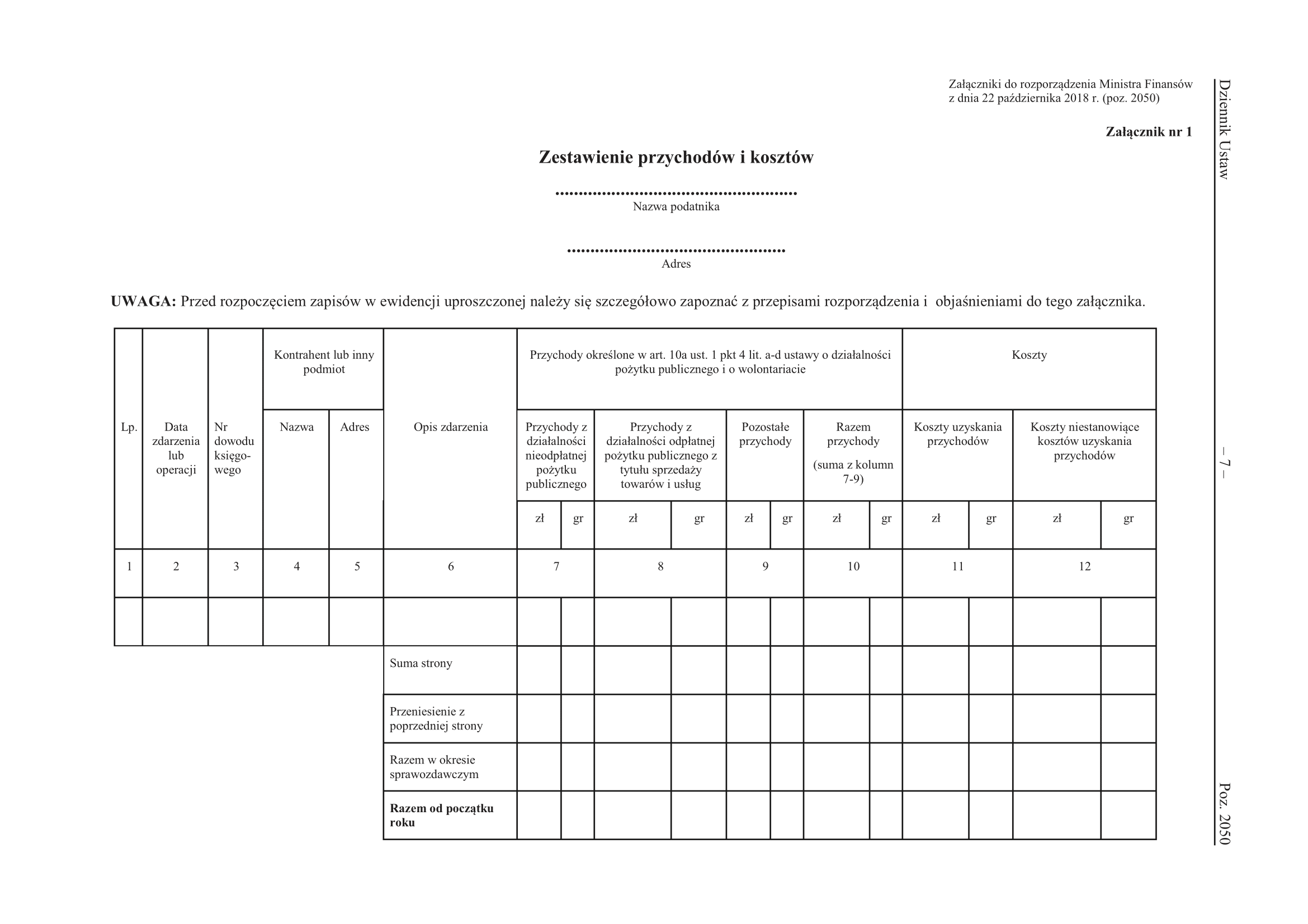 Obecny wzór zestawienia do 2025